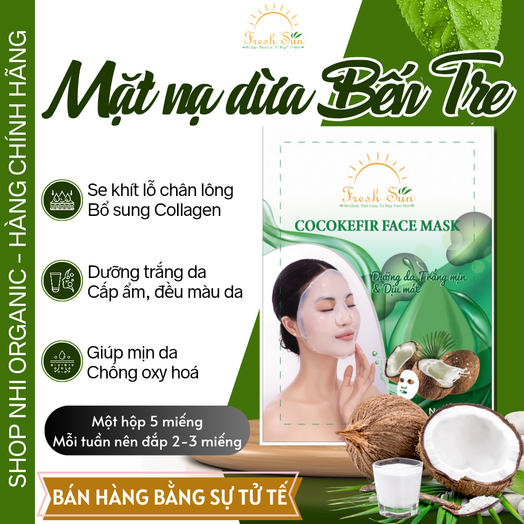 Mặt Nạ Dừa Bến Tre Fresh Sun - Hộp 5 Miếng 